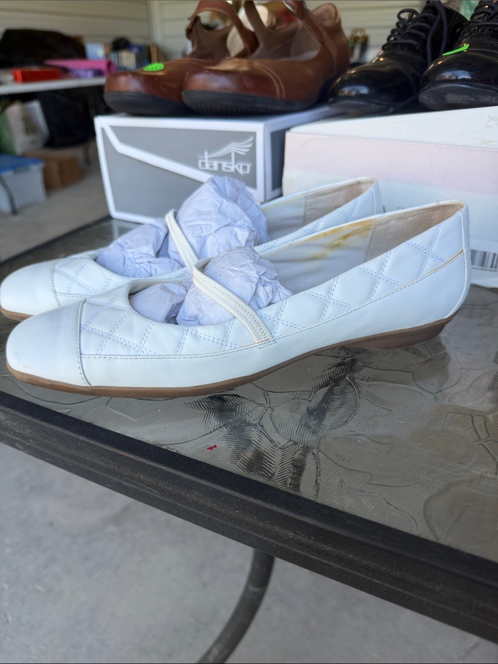 Easy Spirit White Quilted Mary Jane Flats